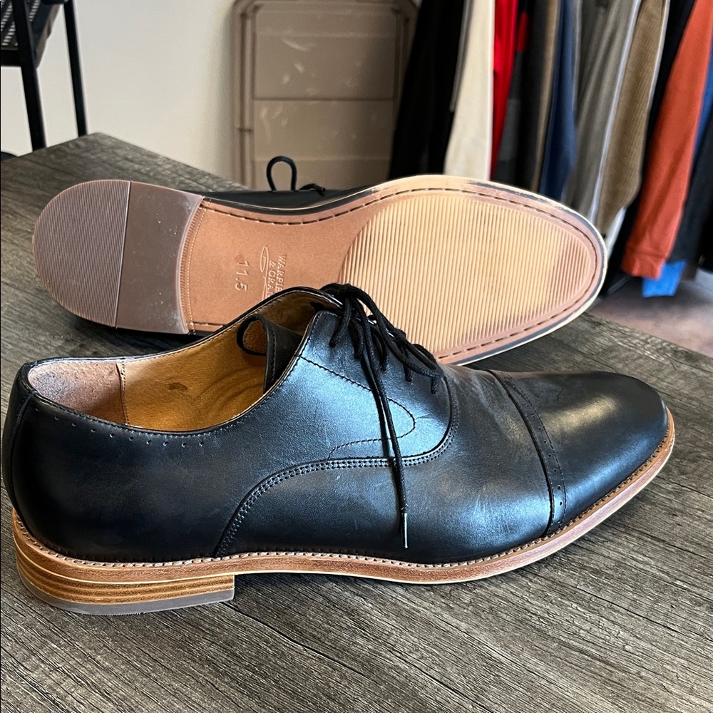 Warfield & Grand Black Leather Oxfords